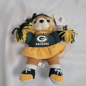 Vintage 1998 NFL Greenbay Packer Cheerleader Plush Teddy Bear Doll